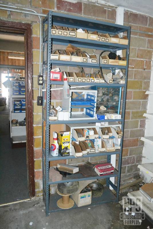lot 142 image: Metal Shelf and Contents - Hardware, Capacitors and Parts Organizers