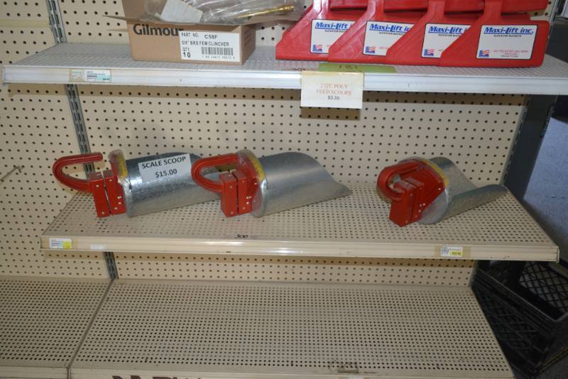 lot 180 image: (3) Feed Scoops with Built in Scales #300