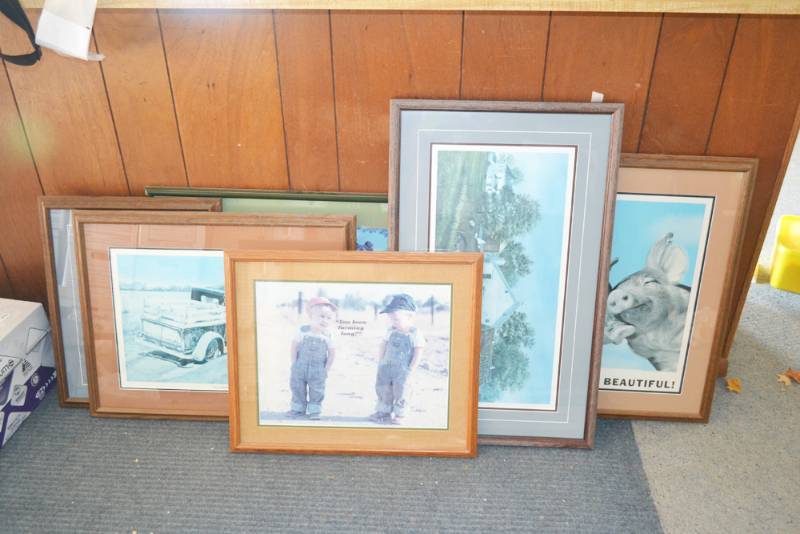 lot 239 image: (6) Framed Pictures & Wall Clock