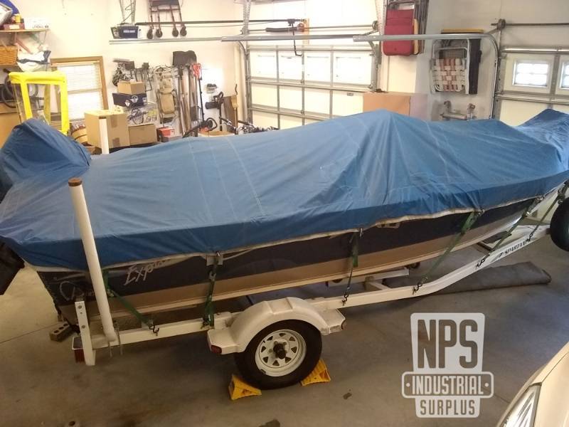 Nice Canvas 16.5 Boat Cover w Straps and Braces