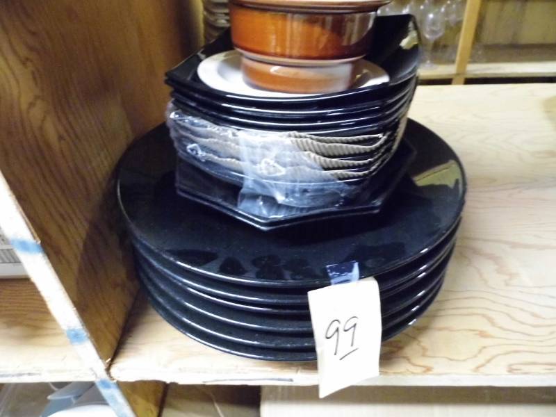lot 99 image: Black Glass Bowls - Plates