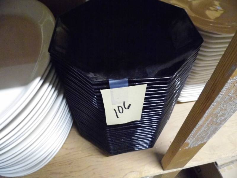 lot 106 image: Black Glass Bowls