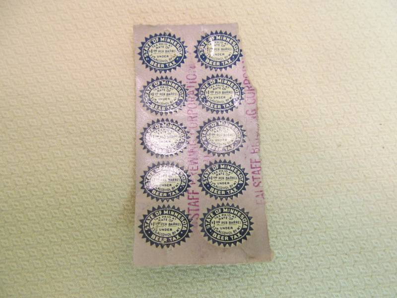 lot 124 image: beer tax stickers