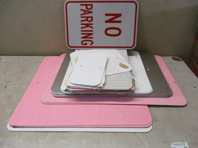 lot 54 image: Large pile of small aluminum sign blanks