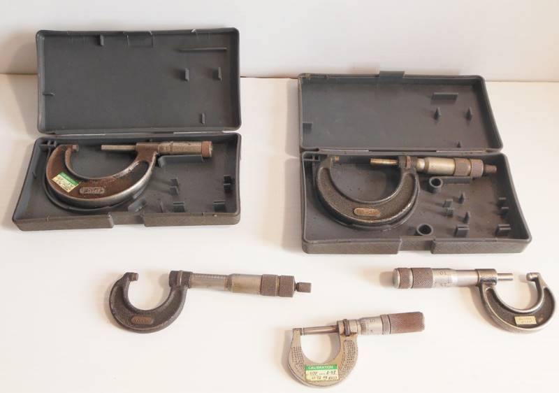 lot 62 image: Calibrators - Powr Kraft, Starrett, Lufkin, and Mitutoyo Boxes