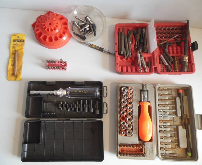 lot 71 image: Craftsman Driver Light  (with new batteries - see photos) with Bits in Original Case and other Driver and Socket Sets, and Two DeWalt Items