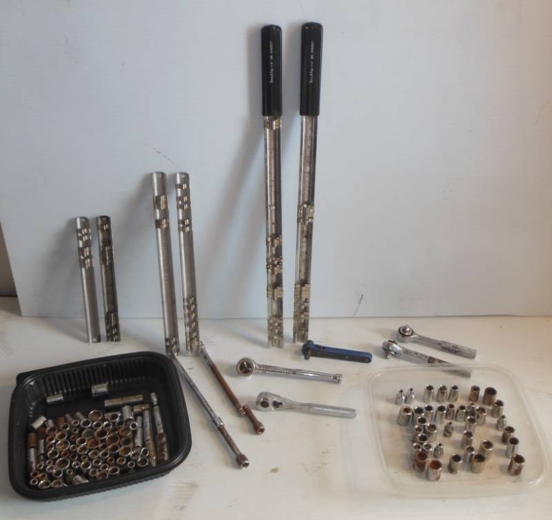 lot 96 image: 14 inch Drive Ratchets, Metric  and Standard Misc. Sockets, Extensions and Holders