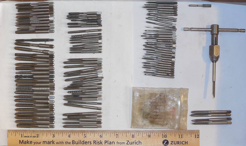 lot 112 image: Smallish Drill Taps and Holder (0 - 14)