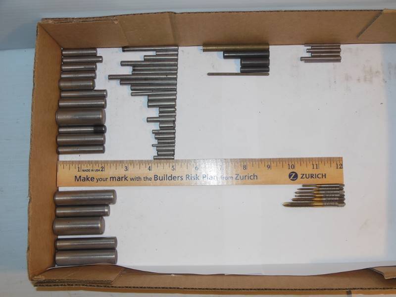 lot 111 image: Six Coated Taps (see details) and Multiple Solid Metal Rods in Varying Thickness  Lengths - Some appear to have magnetic properties