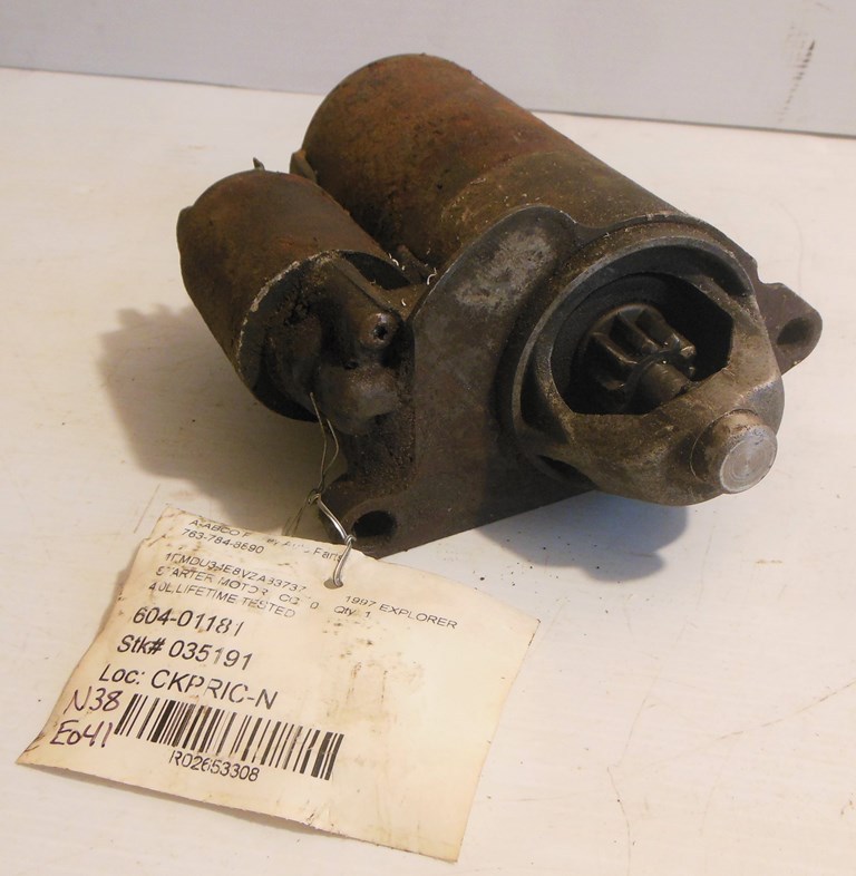 lot 144 image: Starter Motor Possibly from Fridley Auto Parts, Marked Starter Motor 1997 Explorer Hand Written N38 E041