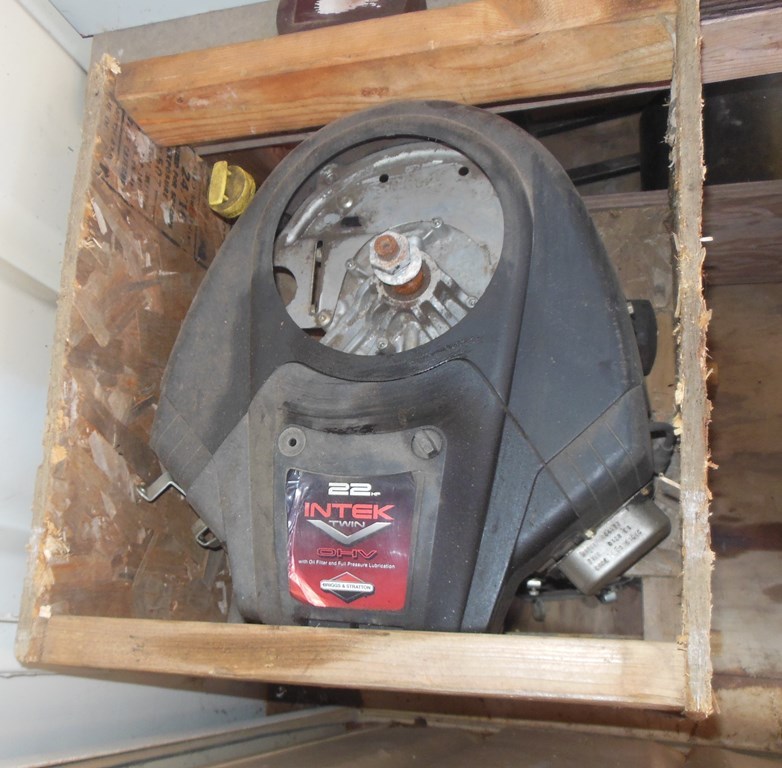lot 157 image: Engine marked 22HP Intek Twin OHV by Briggs & Stratton - UNKNOWN CONDITION, but had been saved, crated and stored by Power by Karl