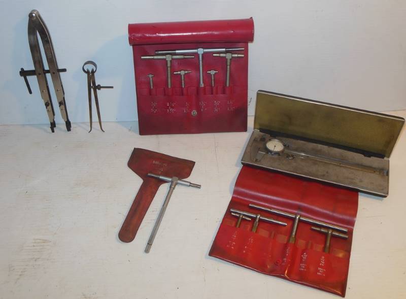 lot 69 image: Scherr-Tumico Precision Caliper with Case .001 - 6 in. Increments,  Valve Spring Compressor Tool no. 19063 , Starrett and  Mitutoyo Telescoping Gages H 155-903 (Gauges) and other Metal Measuring Unit