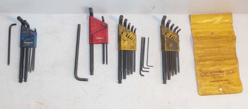 lot 207 image: Ball Hex Tools - Mostly Bondhus Brand Standard (Some Eklind Tools) and Snap-on Brand Holder with ET Metric Hex Tools