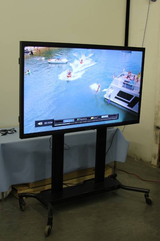 lot 2 image: Panasonic Professional  Commercial Full-HD LED Display  Monitor & Peerless Heavy-Duty Rolling Mobile Stand