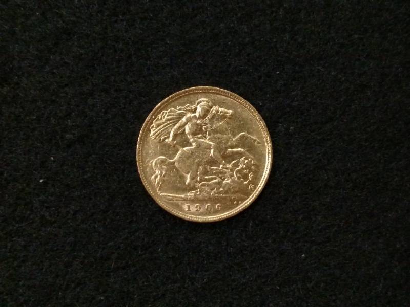 lot 3 image: 1906 One Half Sovereign British Gol...