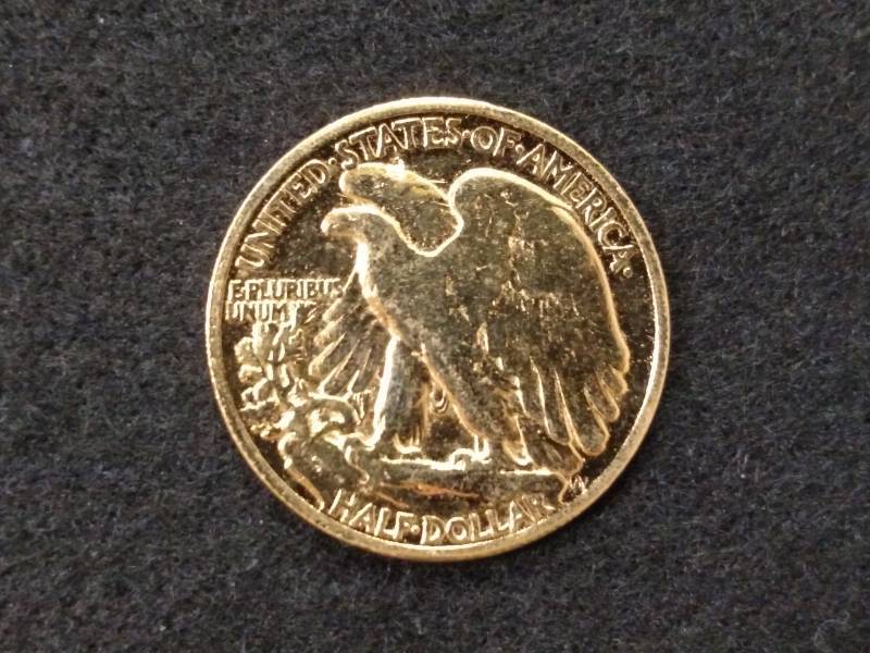 lot 127 image: 1945 Gold Plated Walking Liberty Si...