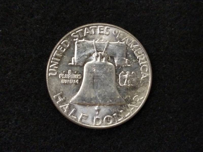 lot 131 image: 1964 D BU Franklin Silver Half Doll...