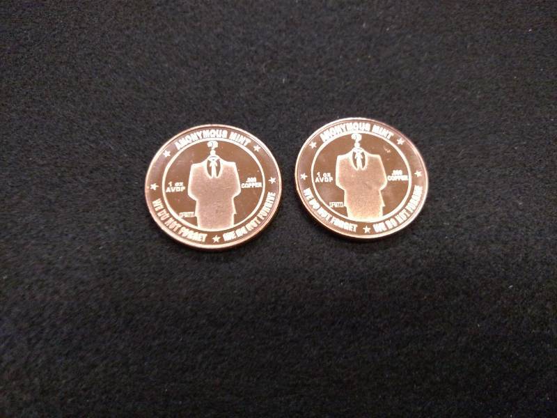 lot 162 image: (2) One Ounce .999 Copper Coins...