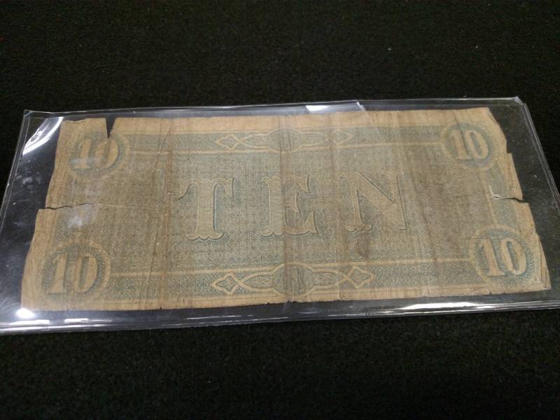 lot 165 image: 1864 Large Size Ten Dollars Confede...