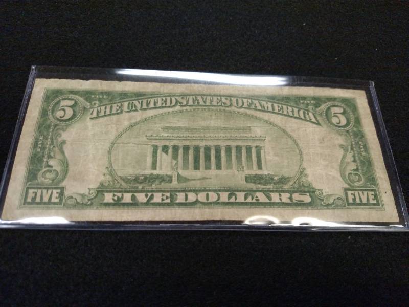 lot 174 image: 1928 B Five Dollars Red Seal United...