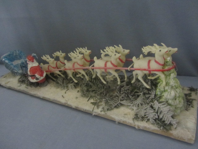 Vintage Santa & Sleigh With Reindeer