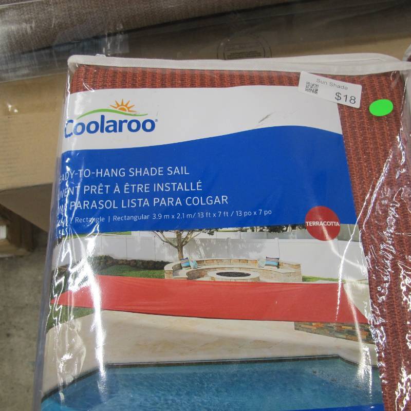 lot 113 image: Coolaroo Ready-To-Hang Shade Sail with Ropes 13 x 7 - Terracotta