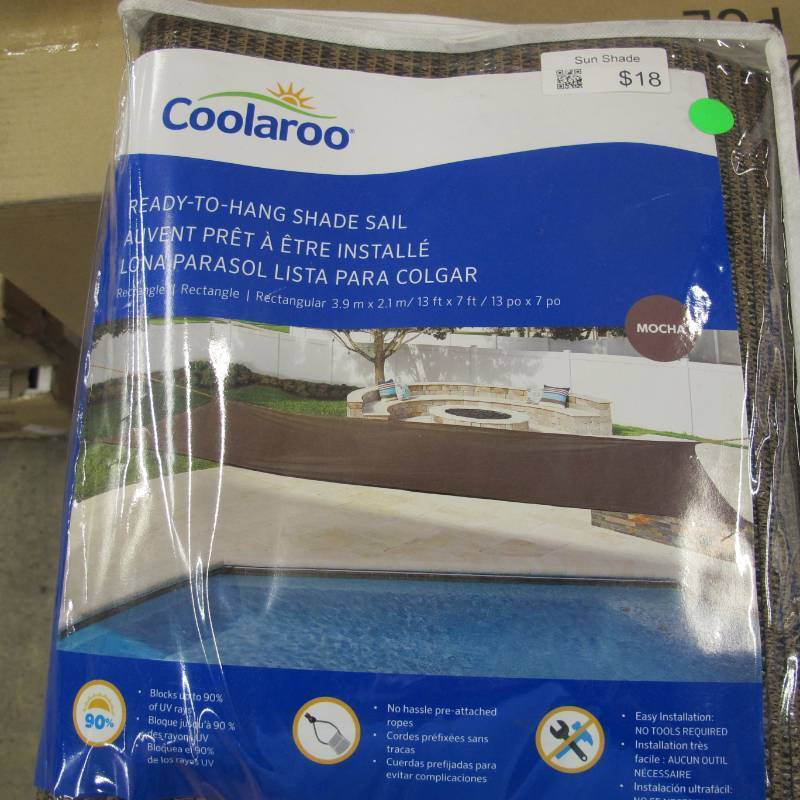 lot 186 image: Coolaroo Ready-To-Hang Shade Sail with Ropes 13 x 7 - Mocha