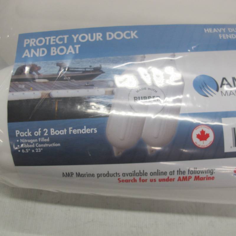 lot 46 image: Amp Marine Boat Fenders 2 Pack 6.5 x 23 White