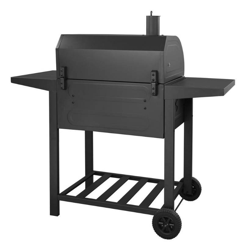 lot 74 image: Royal Gourmet 24 in. BBQ Charcoal Grill in Black with 2-Side Table