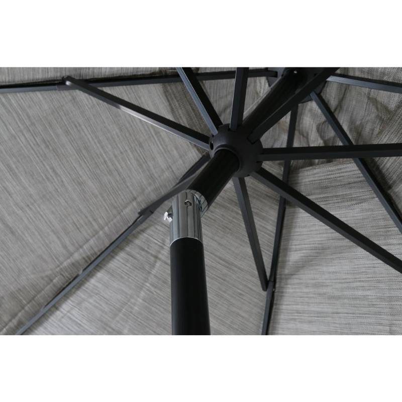 lot 125 image: Hampton Bay Statesville 9 ft. Steel Crank and Tilt Round Patio Umbrella in Heather Gray