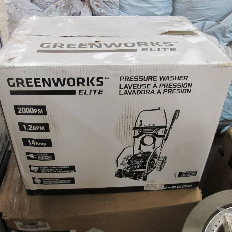 lot 162 image: Greenworks 2000-PSI 1.2-GPM Cold Water Electric Pressure Washer AS-IS