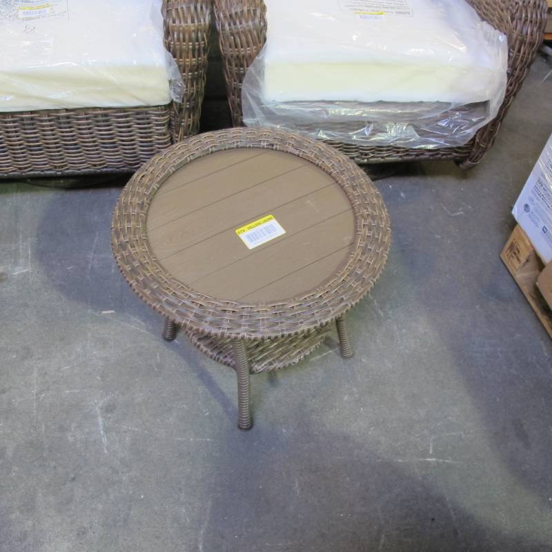 lot 62 image: Hampton Bay Cambridge Brown Wicker Outdoor Side Table