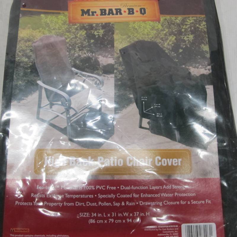 lot 16 image: Mr. Bar-B-Q High Back Patio Chair Cover, Black