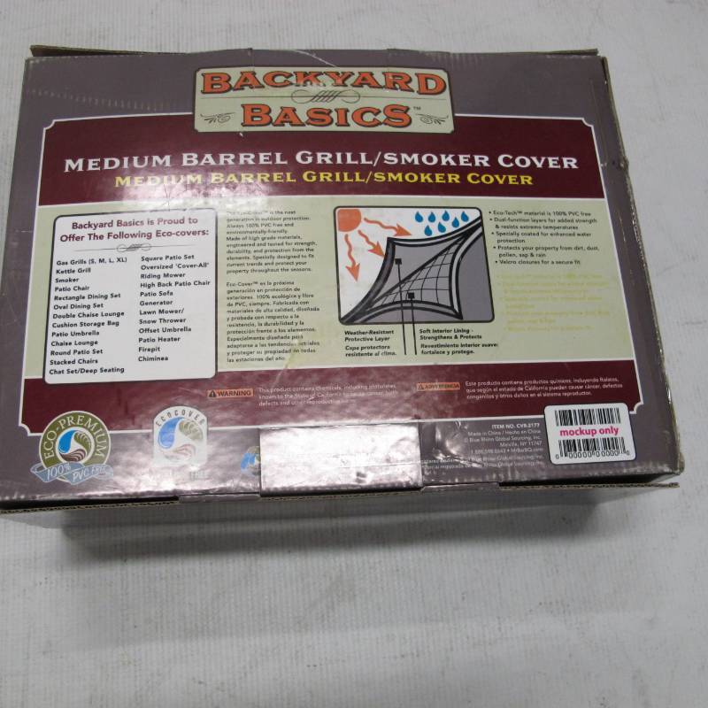 lot 44 image: Backyard Basics Medium Barrel GrillSmoker Cover