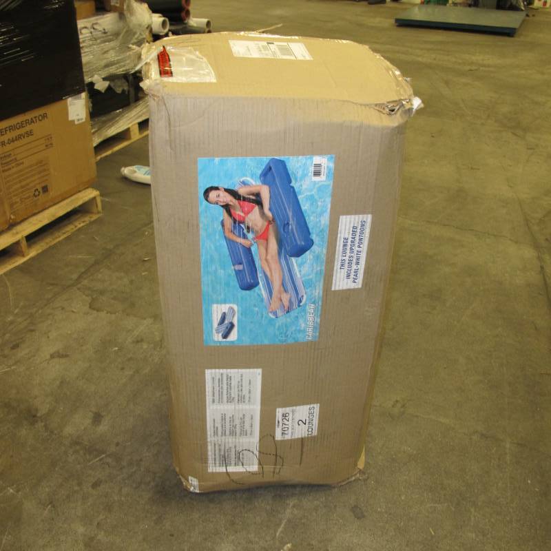 lot 218 image: Poolmaster Caribbean Pool Chaise Lounge, 2-pack - White Pontoons, NEW