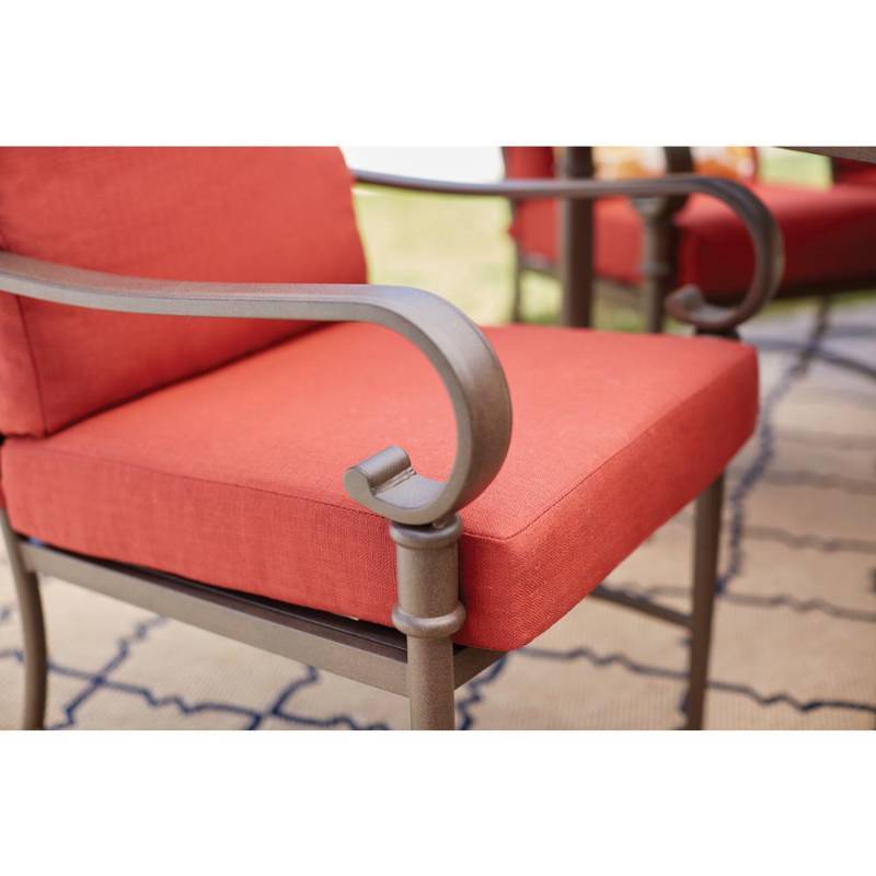 lot 225 image: Hampton Bay Oak Cliff Stationary Metal Outdoor Dining Chair with Bare Cushion (2-Pack)