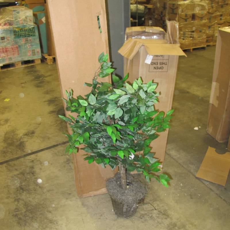 lot 231 image: Trio of Vickerman Green Artificial Trees in Wicker Baskets