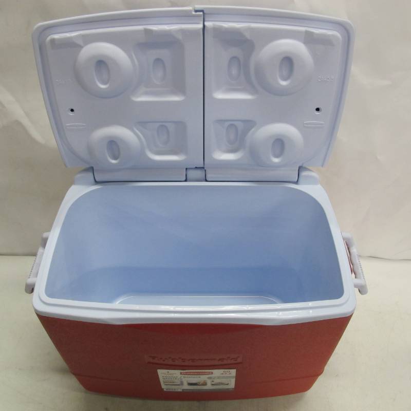lot 291 image: Rubbermaid 50 Qt. Insulated Modern Red Cooler