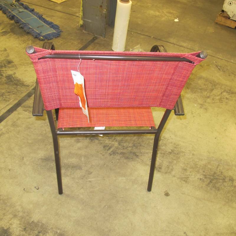 lot 294 image: Hampton Bay Mix and Match Stackable Sling Outdoor Dining Chair in Conley Chili