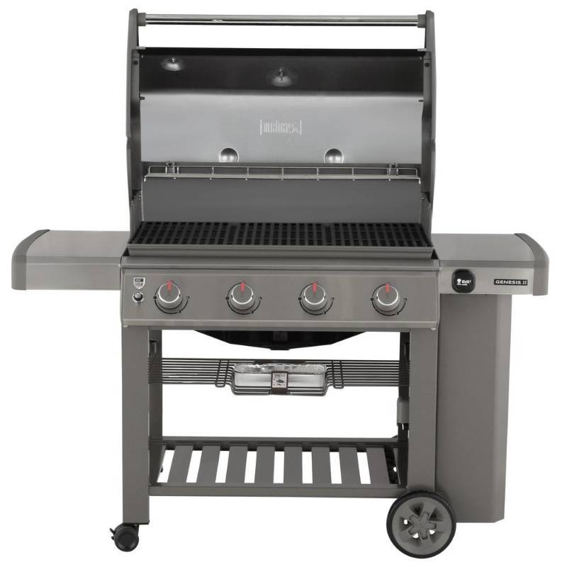 lot 250 image: NEW Weber Genesis II E-410 4-Burner Propane Gas Grill in Black with Built-In Thermometer