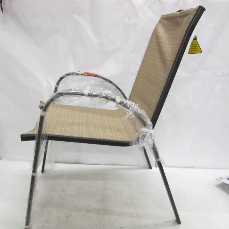 lot 300A image: Hampton Bay Mix and Match Stackable Sling Outdoor Dining Chair in Cafe