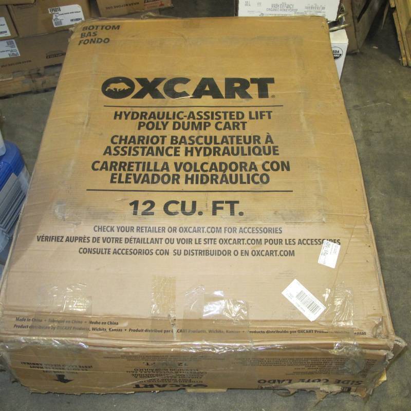 lot 164 image: OxCart Hydraulic-Assisted 12 Cubic Foot Poly Dump Cart