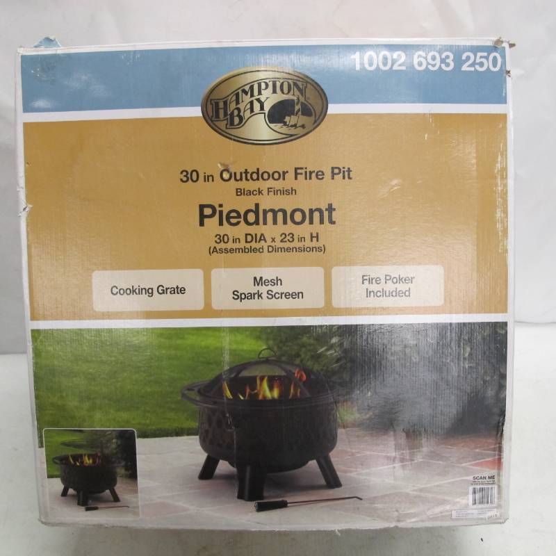lot 257 image: Hampton Bay Piedmont 30 in. Steel Fire Pit in Black with Poker