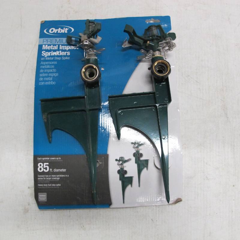 lot 260 image: Orbit Premium Metal Impact Sprinklers on Metal Step Spike - 2 Pk
