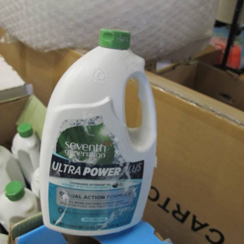 lot 137 image: Box of 15 Damaged 7th Generation 65 oz Ultra Power Plus Dishwasher Detergent
