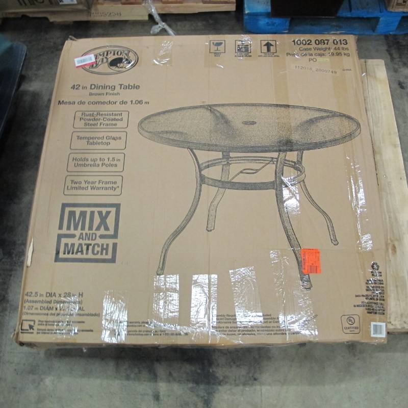 lot 261 image: Hampton Bay Mix and Match Round Metal Outdoor Dining Table - 42 inch