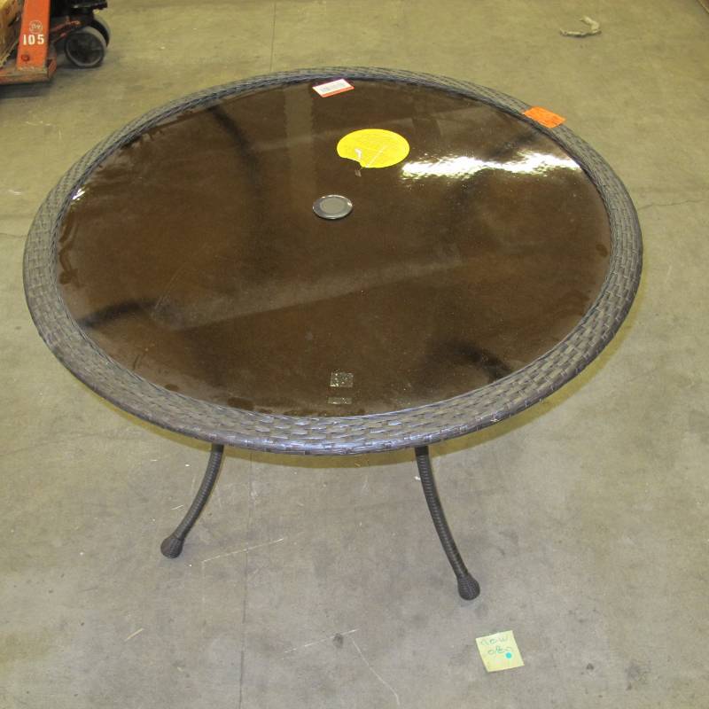 lot 263 image: Hampton Bay Mix and Match Wicker Outdoor Bistro Dining Table - 42 inch