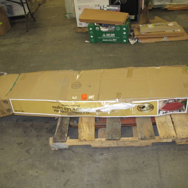 lot 264 image: Hampton Bay 11 ft. LED Round Offset Patio Umbrella in Chili Red