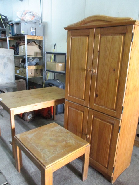 lot 63 image: Pine Cabinet and 2 tables