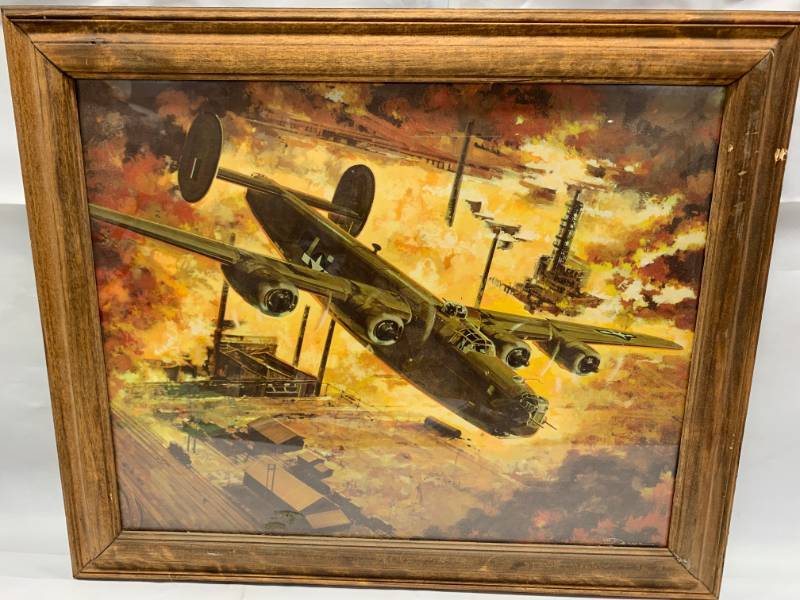 lot 30 image: Framed WW2 Bombers Art 19 12 x 23